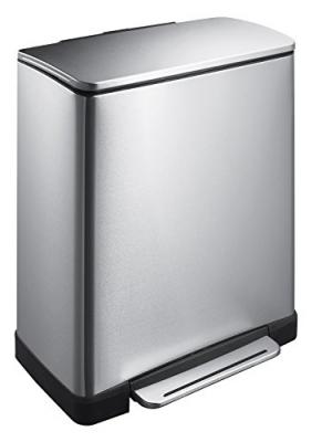 EKO E-Cube Poubelle &agrave; P&eacute;dale M&eacute;tal Inox 34,5 x 50 x 65 cm 50 litres