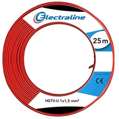 Electraline 60101018A Couronne de C&acirc;ble H07 V-U 1X1,5 25M, Rouge