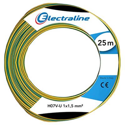 Electraline 60101018C Couronne de C&acirc;ble H07 V-U 1X1,5 25M, Vert/Jaune