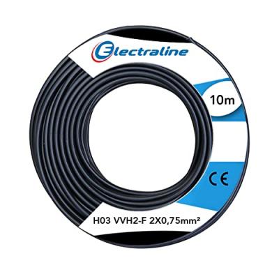 Electraline 60113025D Couronne de C&acirc;ble H03 VVH2-F 2X0,75 10M, Noir