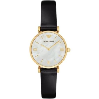 Montre Emporio Armani &agrave; deux aiguilles en acier inoxydable, dor&eacute;e, pour femme, AR1910