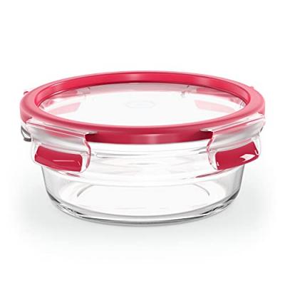 Emsa Bo&icirc;te de conservation CLIP & CLOSE verre, rond, 0,6 L - Lot de 2