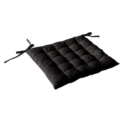 Galette de chaise piqu&eacute;e 16 points en coton et nouettes noir 38 x 38