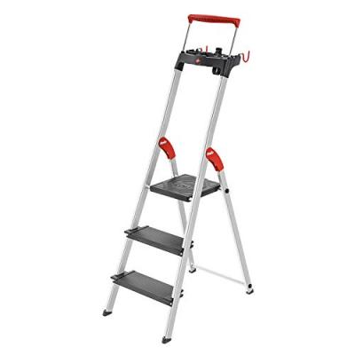 Escabeau de s&eacute;curit&eacute; pliable en aluminium 3 marches larges Hailo L100
