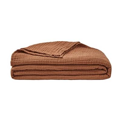 ESSIX Couvre lit uni en Gaze de Coton, Jazzy, 260x240cm, Brun Roux