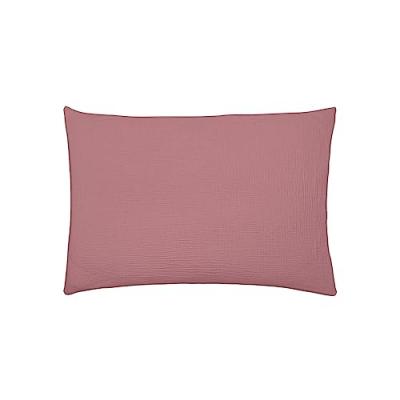 Taie d'oreiller en double gaze de coton lav&eacute;e, Tendresse, Rose canyon