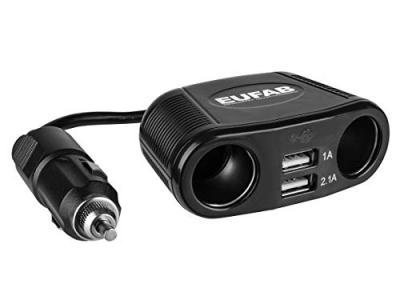 EUFAB 16549 Double Prise Allume-Cigare 12 V avec c&acirc;ble et Prise USB