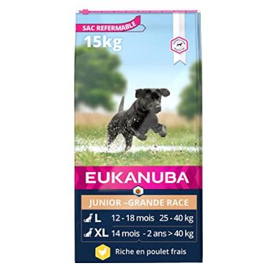 EUKANUBA Junior Croquettes pour chiens de grande taille &agrave; poulet frais