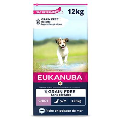 Eukanuba Grain Free Puppy Small / Medium Breed avec du saumon - 12 kg