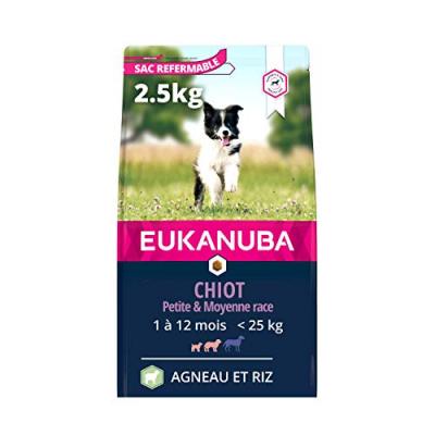 Eukanuba Puppy Small Medium &agrave; l'agneau & riz pour chien 2,5 kg