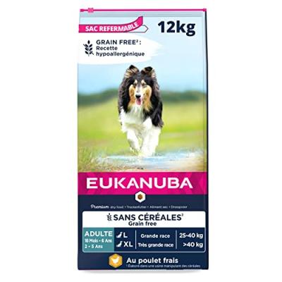 Eukanuba Adult Large au poulet sans c&eacute;r&eacute;ales pour chien 2 x 12 kg