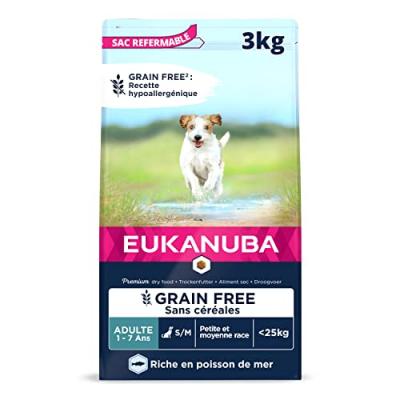 Eukanuba Grain Free Adult Small / Medium Breed avec du saumon - 3 kg