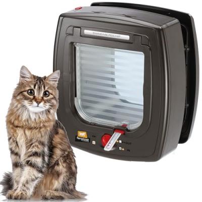 FERPLAST Chati&egrave;re &agrave; puce Swing Microchip - 22,5 x 16,2 x 25,2 cm - Marron - Pour chat