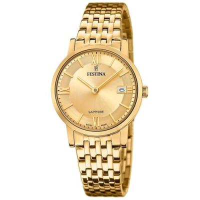 Montre Festina Swiss Made F20021/2 Champagne, Bracelet En Acier, Femme