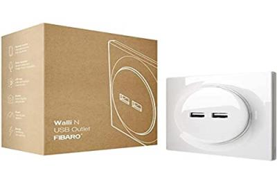FIBARO Walli N USB Outlet / Double Prise Murale USB, FGWU-021