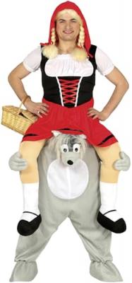 D&eacute;guisement Chaperon Rouge sur Loup Gris pour adulte 