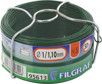 FILGRAF Fil attache - plastifi&eacute; vert - 0,7 mm - bobine 50 m