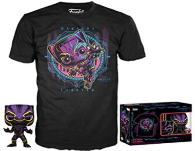 Figurine Funko Pop et Tee Marvel Blacklight Black Panther S