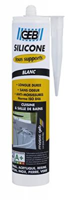 Mastic sanitaire - silicone pour tous supports - blanc - 280 mL