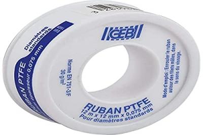 GEB - Ruban d'&eacute;tanch&eacute;it&eacute; t&eacute;flon PTFE 12mx12mmx0.075mm