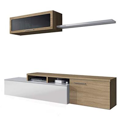 ensemble meuble tv r&eacute;versible nexus - 200 x 44 x 41 cm - blanc/ch&ecirc;ne 