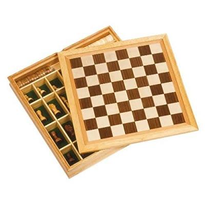 Jeu d'Echecs, Dame et Moulin en bo&icirc;te en bois, Jeu de soci&eacute;t&eacute; Goki