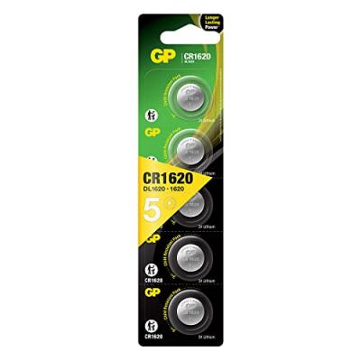GP CR1620-7U5 Batterie au lithium CR1620 (3 V, Lot de 5) sous blister