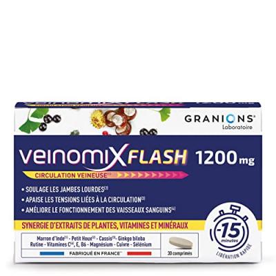 Veinomix Flash 1200 mg 30 Comprim&eacute;s Circulation Veineuse Granions