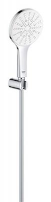 Pommeau de douche blanc et chrom&eacute; avec support Rainshower Smartactive 130 Grohe