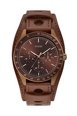 Guess Hommes Analogique Quartz Montre avec Bracelet en Cuir W1100G3