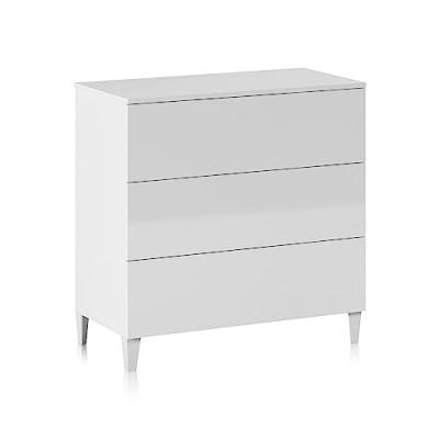Habitdesign 007833BO Commode style nordique Finition blanche Brillante