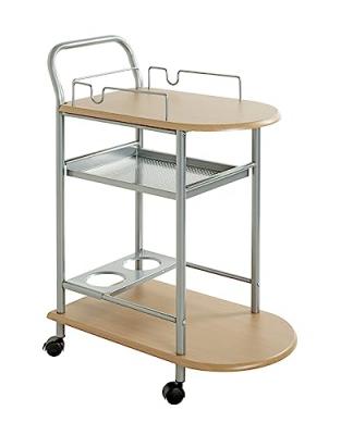 Haku m&ouml;bel 40027 chariot de cuisine tube d'acier aluminium/h&ecirc;tre