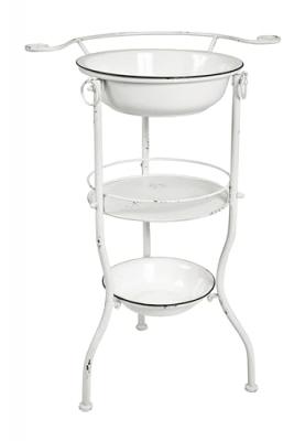 Etag&egrave;re 3 Niveaux Vintage Bassines 85cm Blanc