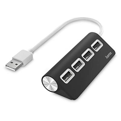 Hub USB, 4 ports, USB 2.0, 480 Mbit/s, noir - Neuf