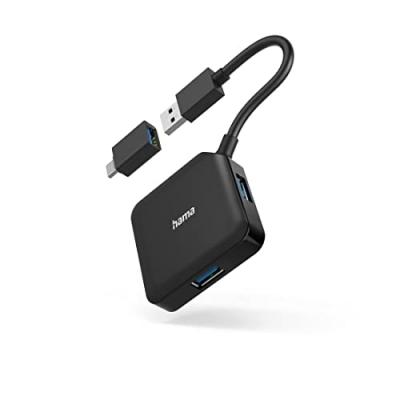 Hub USB, 4 ports, USB 3.2 Gen1, 5 Gbit/s, avec adaptateur USB-C - Neuf