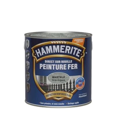 Peinture fer ext&eacute;rieur Direct sur rouille HAMMERITE gris argent 2.5 l