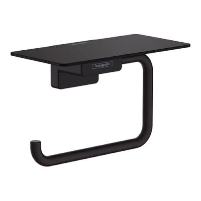 AddStoris Porte-papier WC mural avec tablette, Noir mat (41772670)