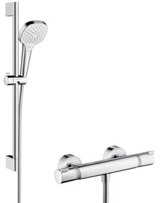 Combi douche Vario avec barre 65cm / Ecostat Comfort blanc/chrom&eacute;
