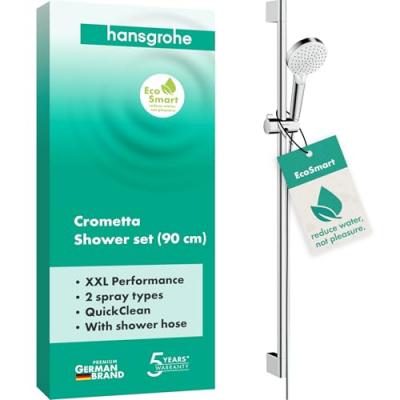 De douche vario ecosmart 9 l/min avec barre unica croma 90 cm blanc/chrom&eacute; crometta