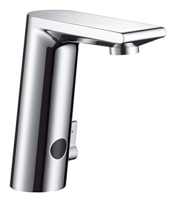 Mitigeur de lavabo &eacute;lectronique avec manette de r&eacute;glage de temp&eacute;rature sur secteur chrom&eacute;