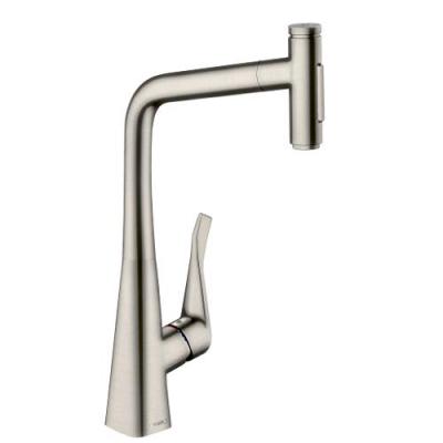 Mitigeur de cuisine 320, avec douchette extractible 2 jets, sBox aspect acier inox Hansgrohe