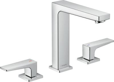 Lavabo metropol 160 3 trous poign&eacute;es manettes, bonde push-open chrom&eacute;