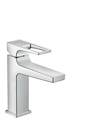 Mitigeur de lavabo 110 poign&eacute;e &eacute;trier, avec tirette et vidage chrom&eacute;