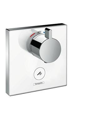 Robinet thermostatique haut d&eacute;bit blanc ShowerSelect Glass Hansgrohe