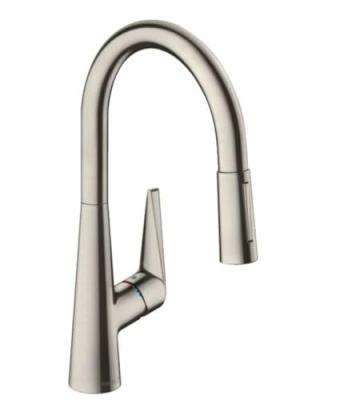 Cuisine avec douchette extractible talis m51 200 2 jets sbox, aspect acier inox