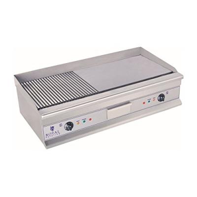 Plancha &eacute;lectrique nervur&eacute;e - 100cm - 2 x 3.2kW acier inox professionnel