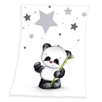 Baby Best Panda Couverture - 100% polyester - Berceau (75x100 cm) - Blanc