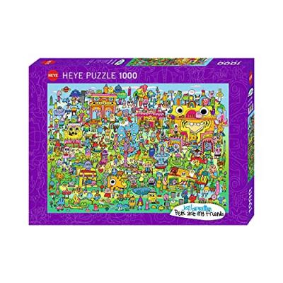 Heye- Puzzle, Doodle Village 1000 Teile, Argent (Silver)