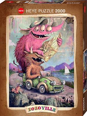 Heye- Puzzles, Road Trippin&acute;, Zozoville 2000 Teile, Multicolore