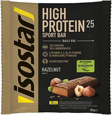 Isostar High Protein 25 Sport Barre Prot&eacute;in&eacute;e Noisette 3 unit&eacute;s
